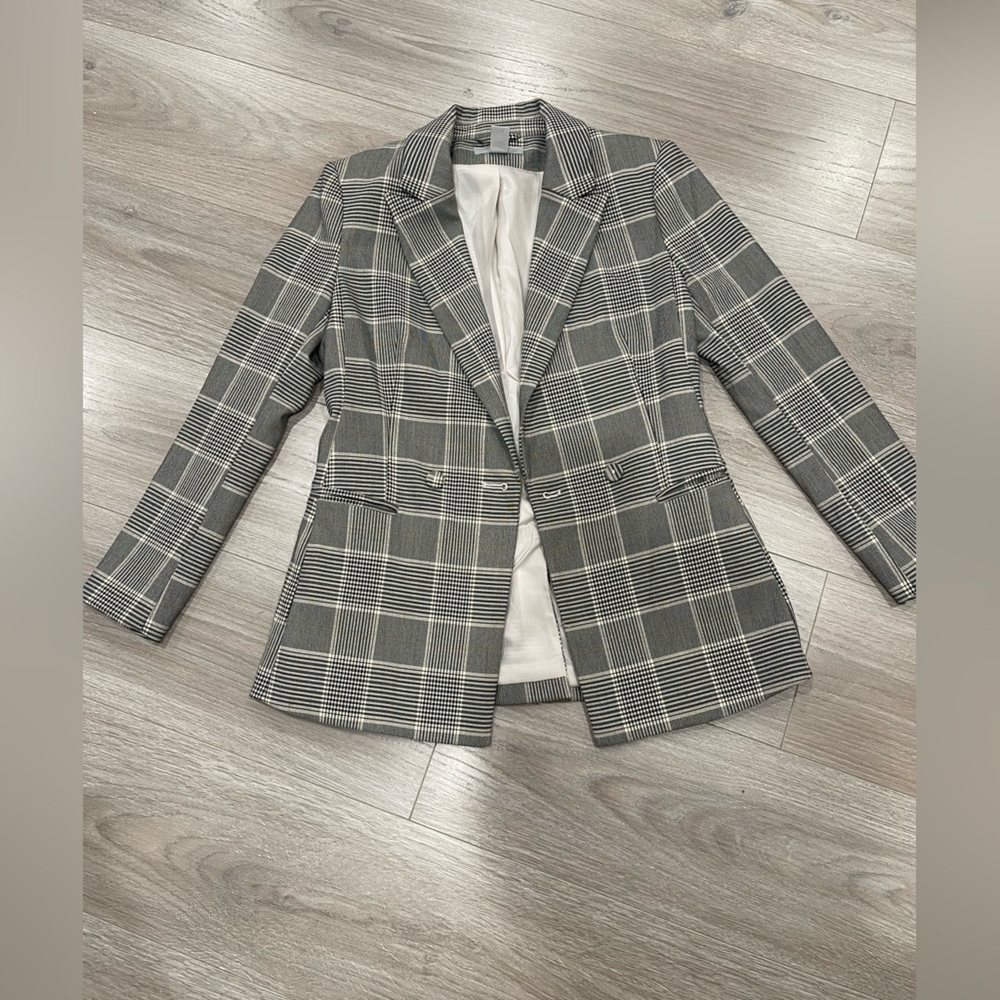 Double Bre asted Checkered Blazer Size 4 - Picture 7 of 8